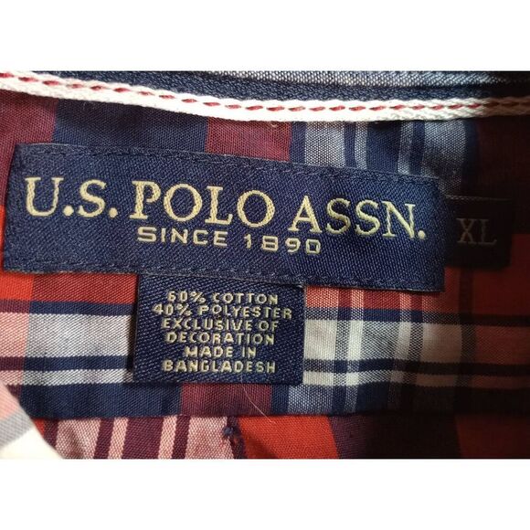 US Polo Assn Shirt Men's Extra Large Red Plaid Button Front Long Sleeve - Picture 7 of 10